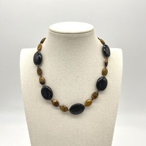 Black & Brown Beaded Necklace Costume Jewelry Fashion‎ Accent Chunky Statement